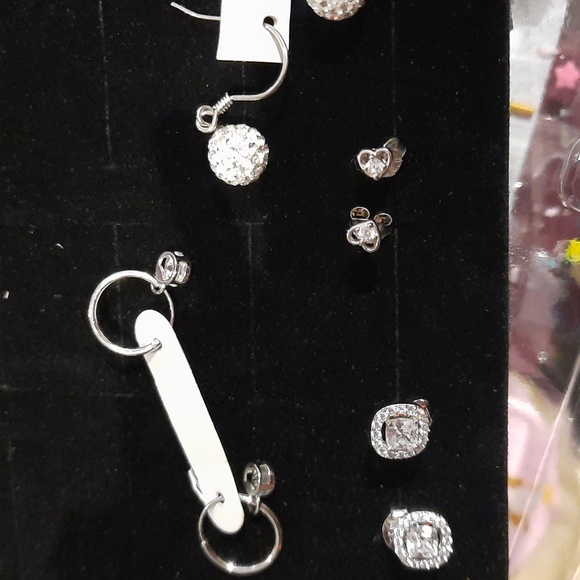 NWT AUTHENTIC SOLID STERLING SILVER CZ EARRINGS LOT WEDDING 👰‍♀ BRIDESMAIDS - Picture 6 of 7